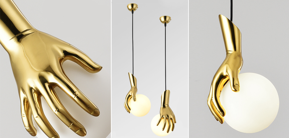 Подвесной светильник Золотая рука Gold Hand Pendant lamp Подвесной светильник Золотая рука Gold Hand Pendant lamp - Loft-Concept во Владивостоке
