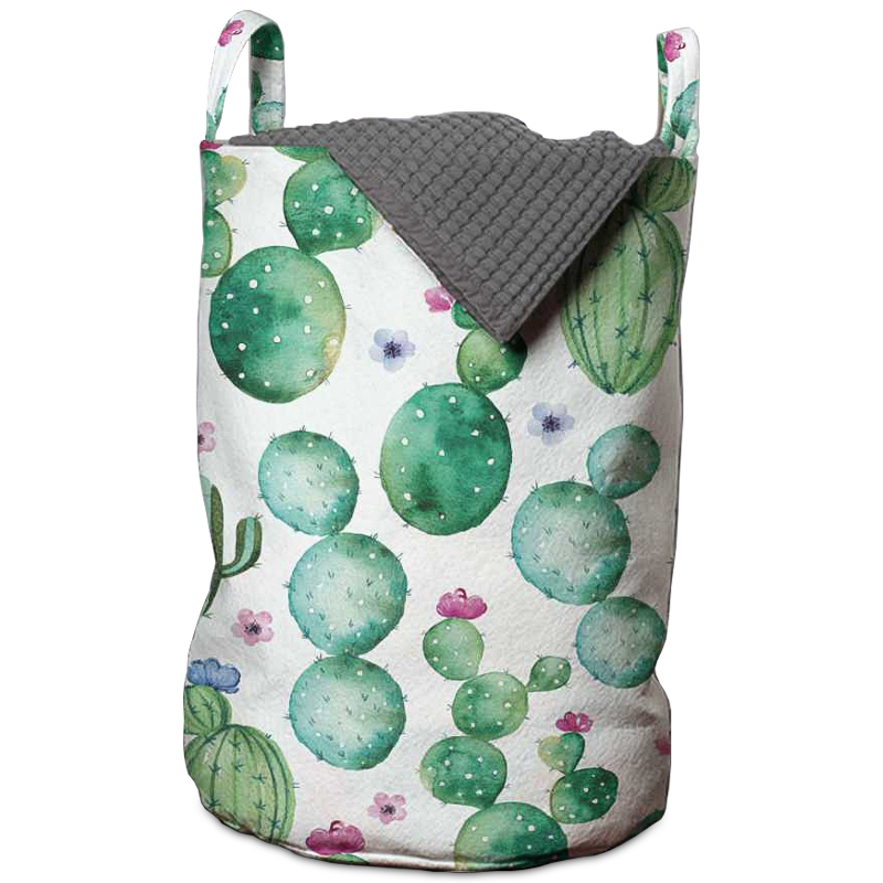 Корзина Cactus Pattern Basket Зеленый Белый Корзина Cactus Pattern Basket Зеленый Белый во Владивостоке | Loft Concept