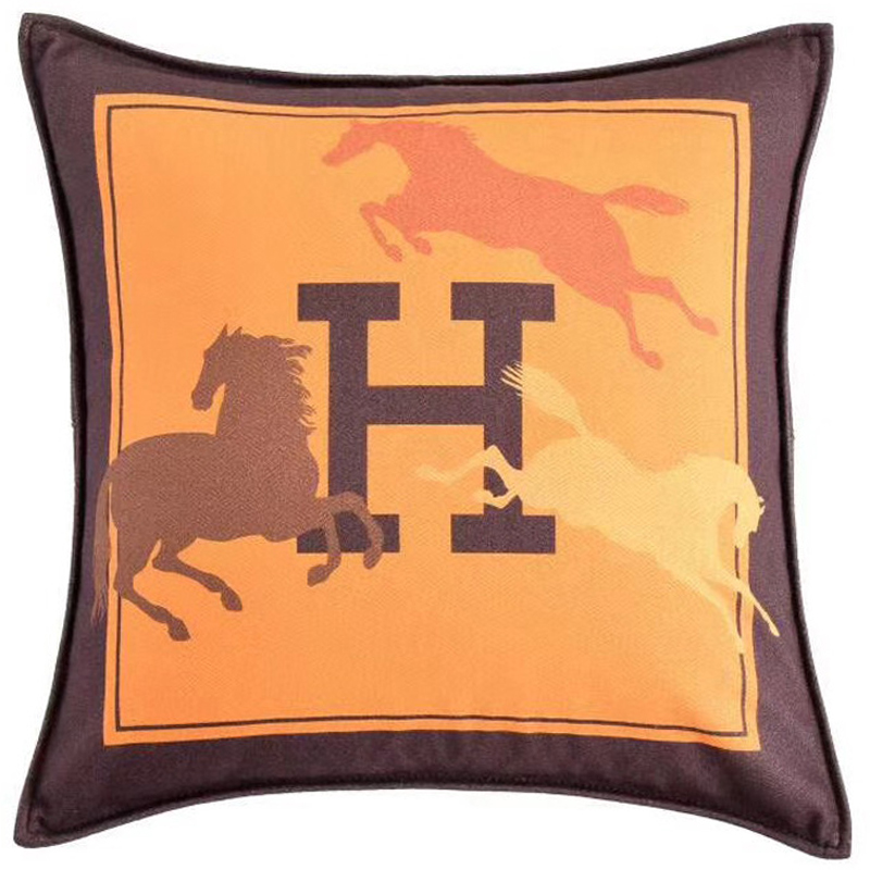 Декоративная подушка Hermes Horse 45 Желтый Коричневый Оранжевый Декоративная подушка Hermes Horse 45 Желтый Коричневый Оранжевый во Владивостоке | Loft Concept
