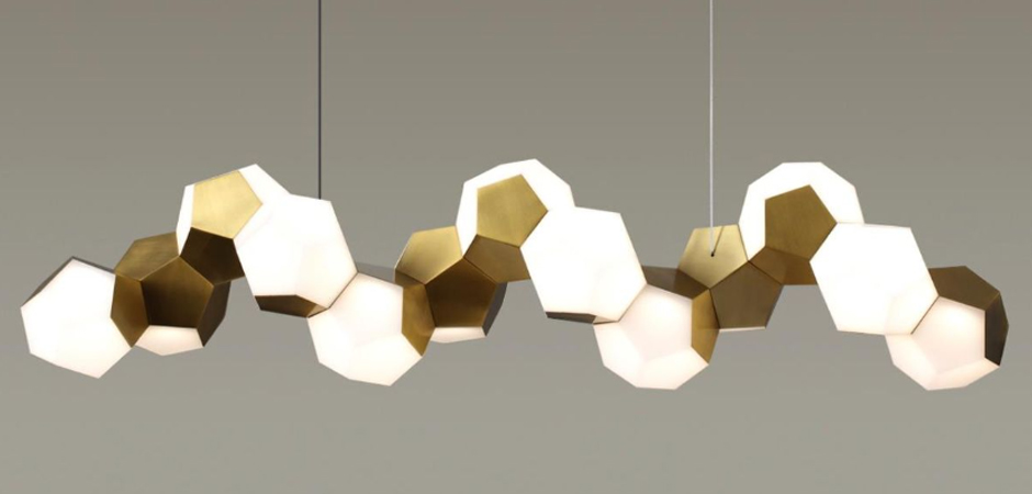 Люстра линейная Gabriel Scott Welles Золото и Белое матовое стекло - Loft-Concept во Владивостоке