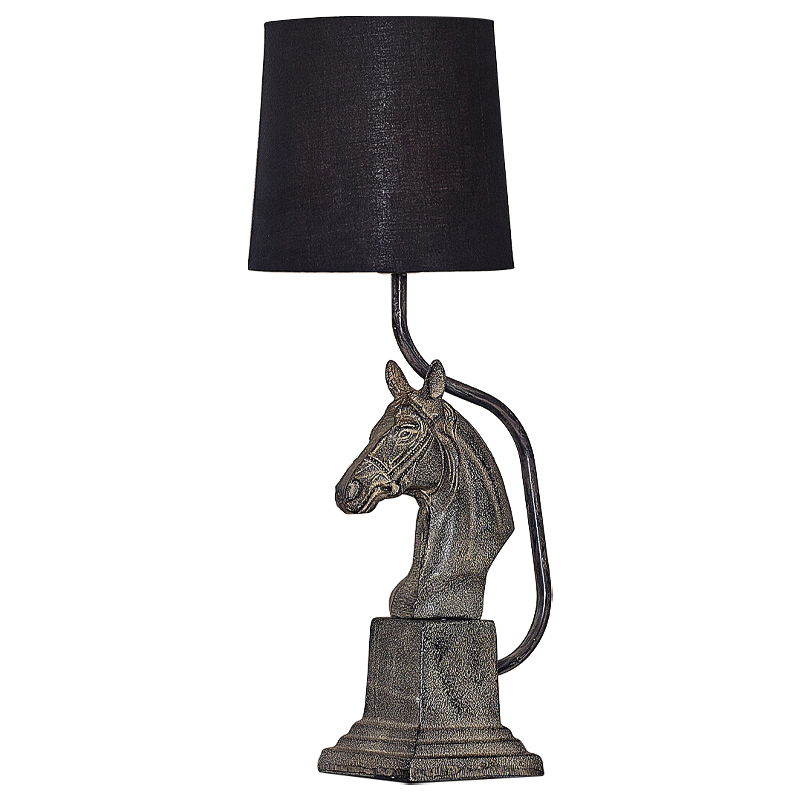 Настольная лампа с абажуром Lampshade Horse Sculpture Черный Металлик винтаж во Владивостоке | Loft Concept 
