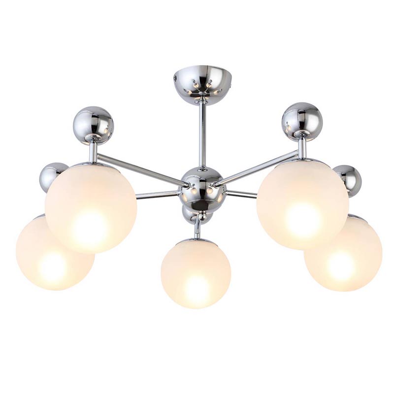 Потолочная люстра Demian Chrome Chandelier Хром Белый во Владивостоке | Loft Concept 