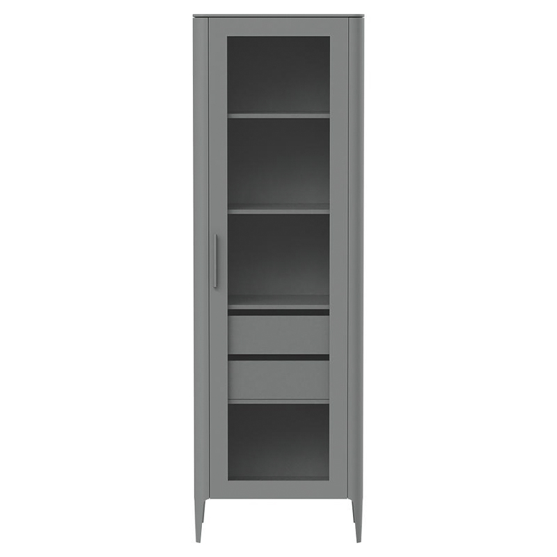 Витрина серая со стеклянной дверью с 4-мя полками и 2-мя ящиками Type  Серый во Владивостоке | Loft Concept 