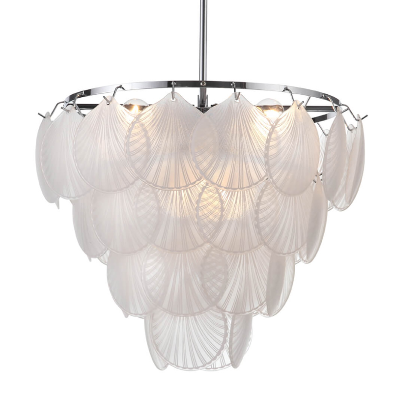 Люстра Glass Shells Suspension Chandelier Белый Хром Люстра Glass Shells Suspension Chandelier Белый Хром во Владивостоке | Loft Concept