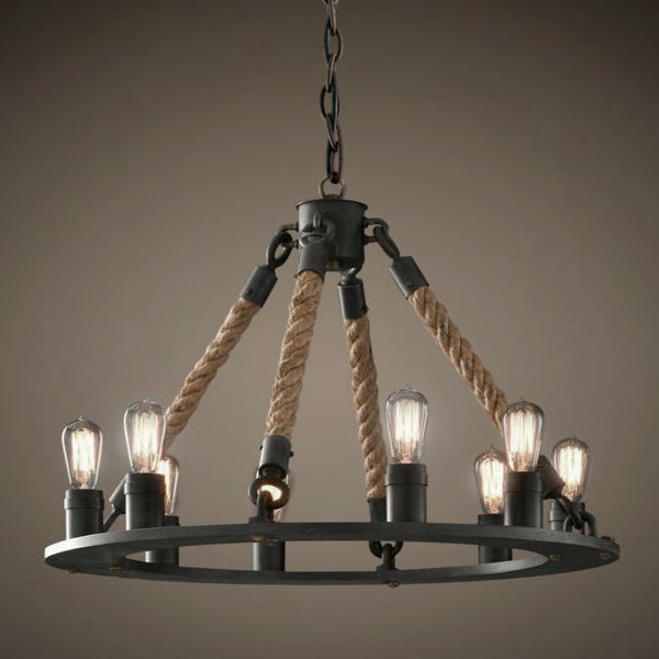Люстра Loft Old Castle Rope Chandelier Черный Люстра Loft Old Castle Rope Chandelier Черный во Владивостоке | Loft Concept