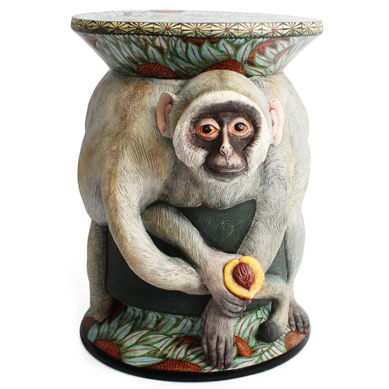 Табурет Обезьяна с фруктом ручная работа Monkey Side Table Серый Табурет Обезьяна с фруктом ручная работа Monkey Side Table Серый во Владивостоке | Loft Concept