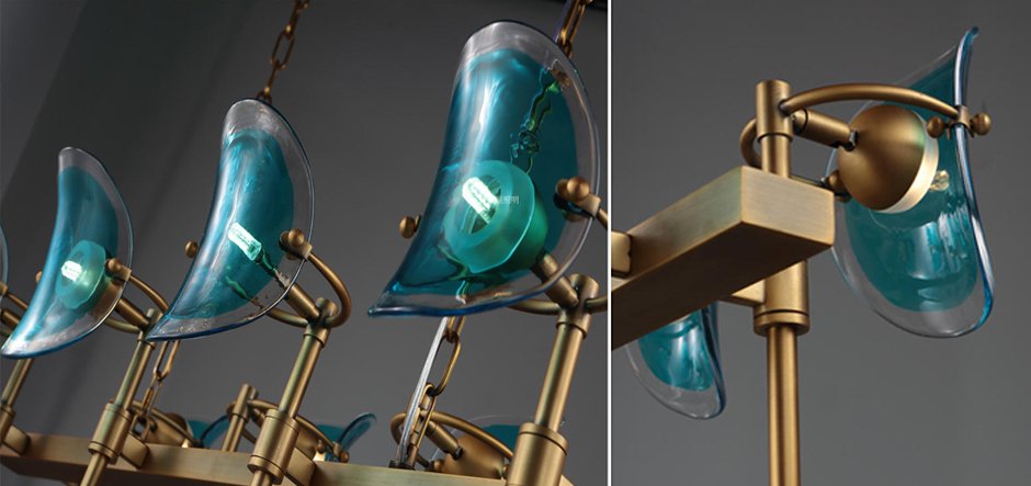 Люстра Lily Turquoise Glass rectangle Люстра Lily Turquoise Glass rectangle - Loft-Concept во Владивостоке
