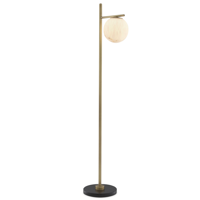 Торшер Eichholtz Floor Lamp Faloria Белый Латунь Античная полированная Черный Мрамор Nero во Владивостоке | Loft Concept 