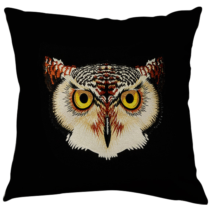 Декоративная подушка Стиль Gucci Owl Black Черный Коричневый Желтый Бежевый Декоративная подушка Стиль Gucci Owl Black Черный Коричневый Желтый Бежевый во Владивостоке | Loft Concept