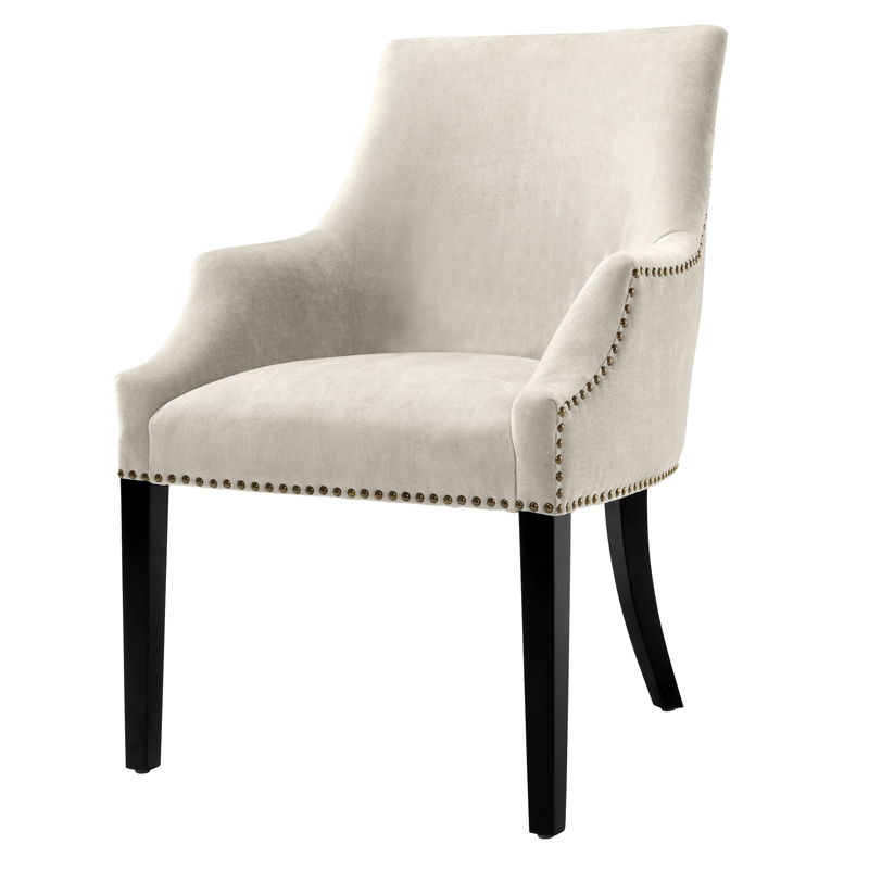 Стул Eichholtz Dining Chair Legacy sand Молочный Черный Латунь Античная полированная Стул Eichholtz Dining Chair Legacy sand Молочный Черный Латунь Античная полированная во Владивостоке | Loft Concept