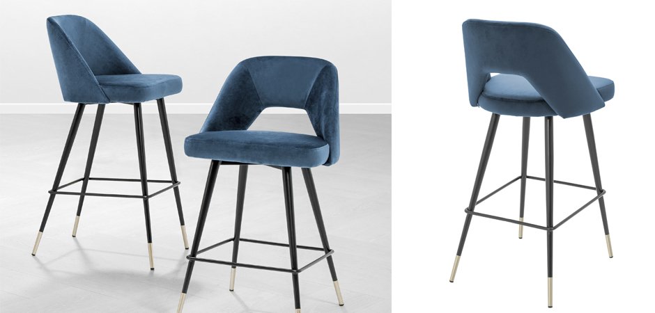 Барный стул Eichholtz Bar Stool Avorio Blue Барный стул Eichholtz Bar Stool Avorio Blue - Loft-Concept во Владивостоке