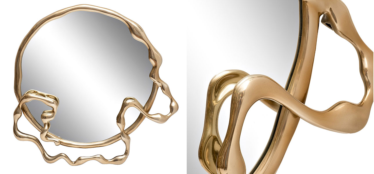 Зеркало на золотой подставке Nanaform - фото