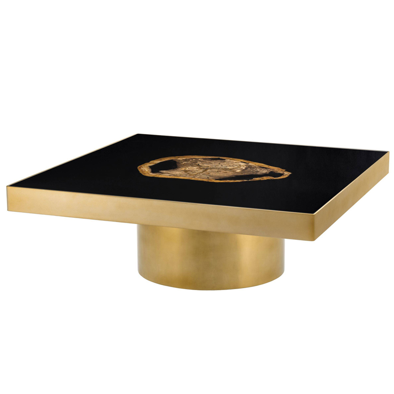 Кофейный стол Eichholtz Coffee Table Villirs матовое золото Черный Коричневый во Владивостоке | Loft Concept 