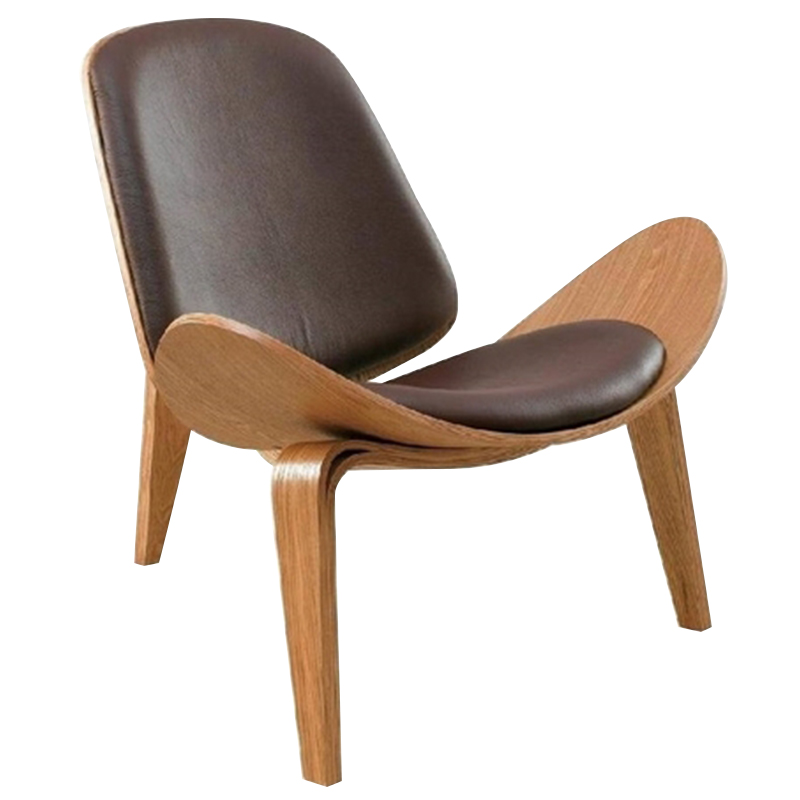 Дизайнерское кресло Shell Chair CH07 Экокожа Коричневый Дизайнерское кресло Shell Chair CH07 Экокожа Коричневый во Владивостоке | Loft Concept