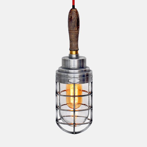 Ручной светильник Steampunk Cage Glass Edison Hanging Lamp Ручной светильник Steampunk Cage Glass Edison Hanging Lamp во Владивостоке | Loft Concept