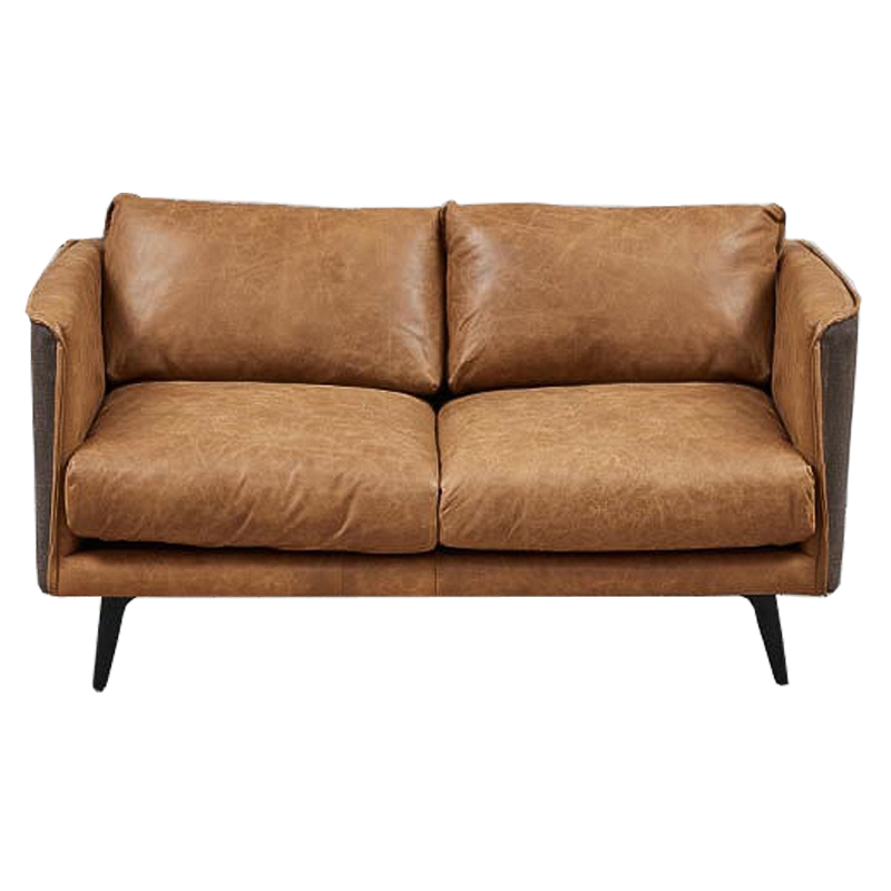 Диван Caramel Leather Sofa Карамель Бежево-серый Черный Диван Caramel Leather Sofa Карамель Бежево-серый Черный во Владивостоке | Loft Concept