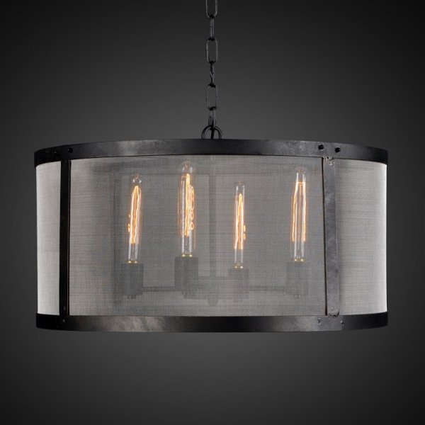 Люстра RH Riveted Mesh Chandelier Round Черный Люстра RH Riveted Mesh Chandelier Round Черный во Владивостоке | Loft Concept