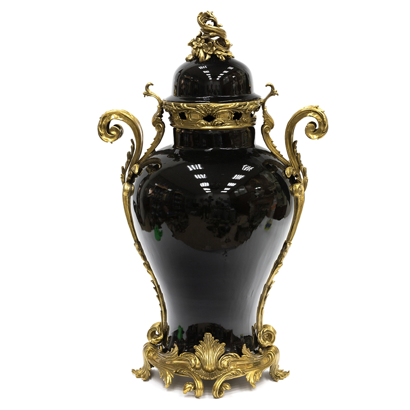 Большая ваза Selenia Black Vase Bronze Patterns Черный Бронза во Владивостоке | Loft Concept 