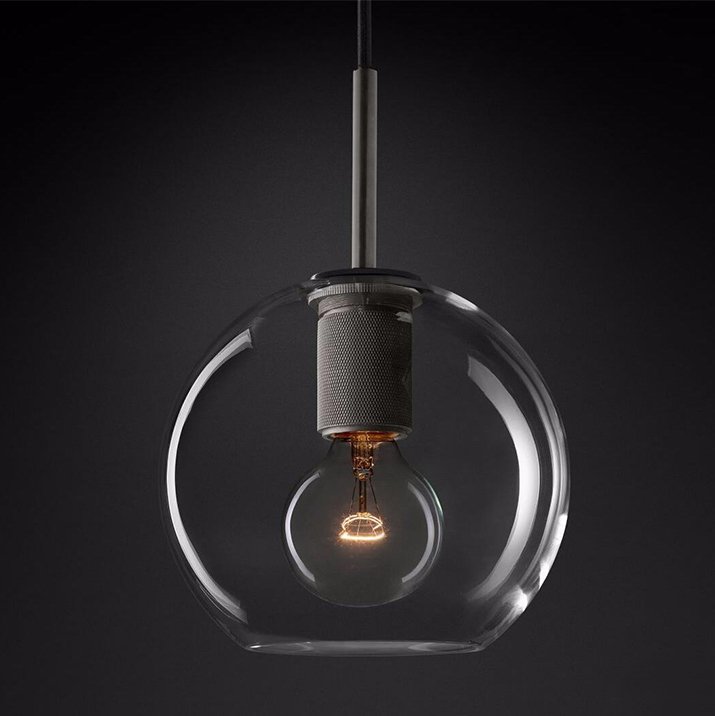 Подвесной светильник RH Utilitaire Globe Pendant Black Темная бронза Прозрачное Стекло во Владивостоке | Loft Concept 
