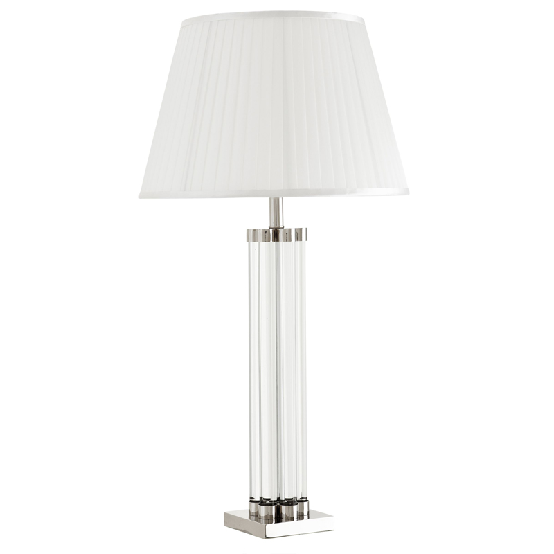 Настольная лампа Eichholtz Table Lamp Longchamp Прозрачный Белый Никель Настольная лампа Eichholtz Table Lamp Longchamp Прозрачный Белый Никель во Владивостоке | Loft Concept