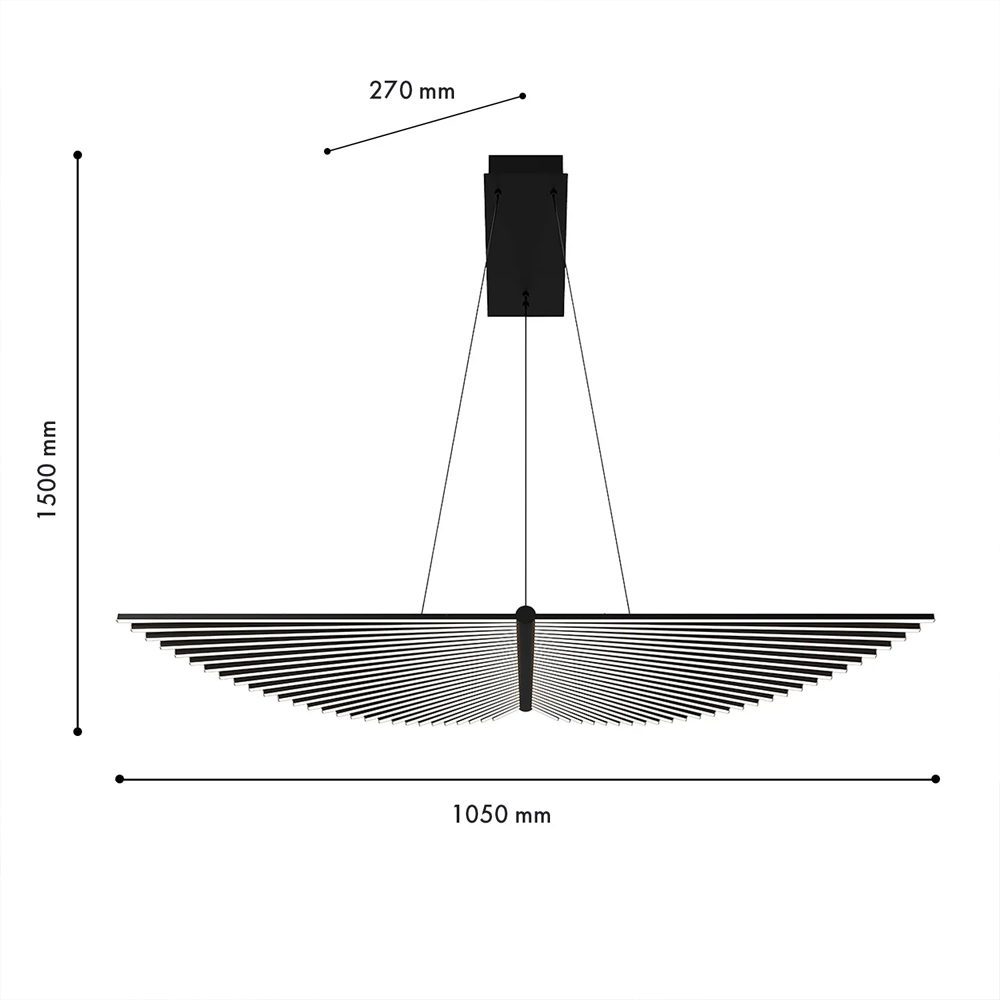 Люстра в виде распахнутых крыльев из тонких металлических планок Flight of Freedom во Владивостоке