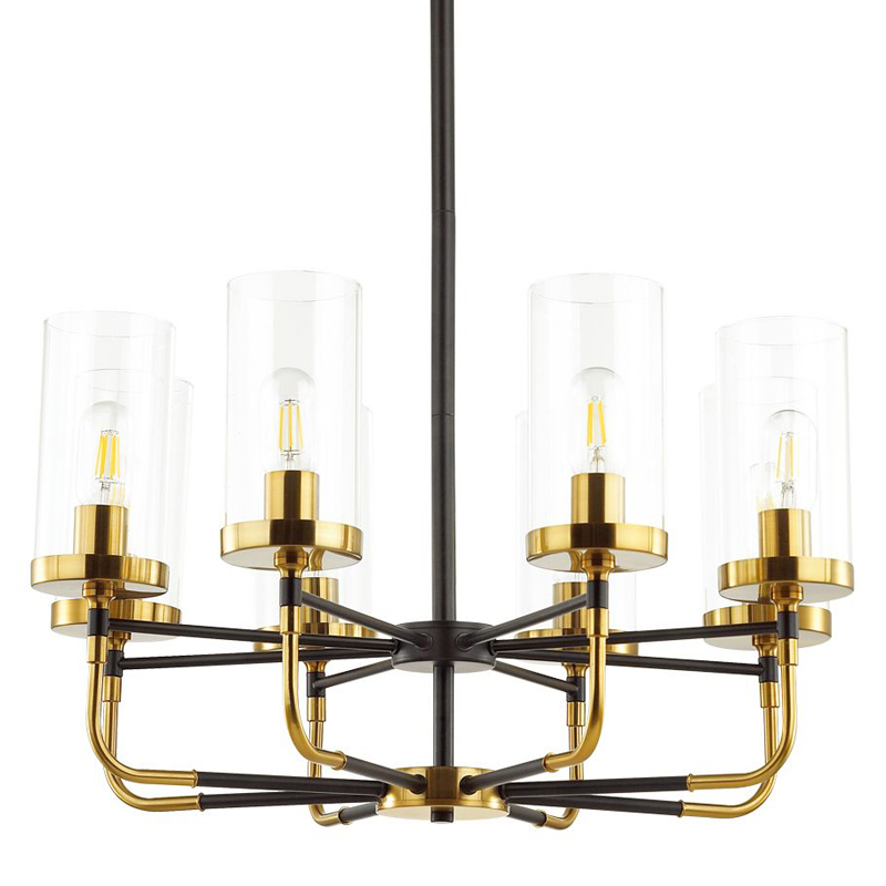 Люстра Greger chandelier 8 Черный Глянцевое золото Прозрачный Люстра Greger chandelier 8 Черный Глянцевое золото Прозрачный во Владивостоке | Loft Concept