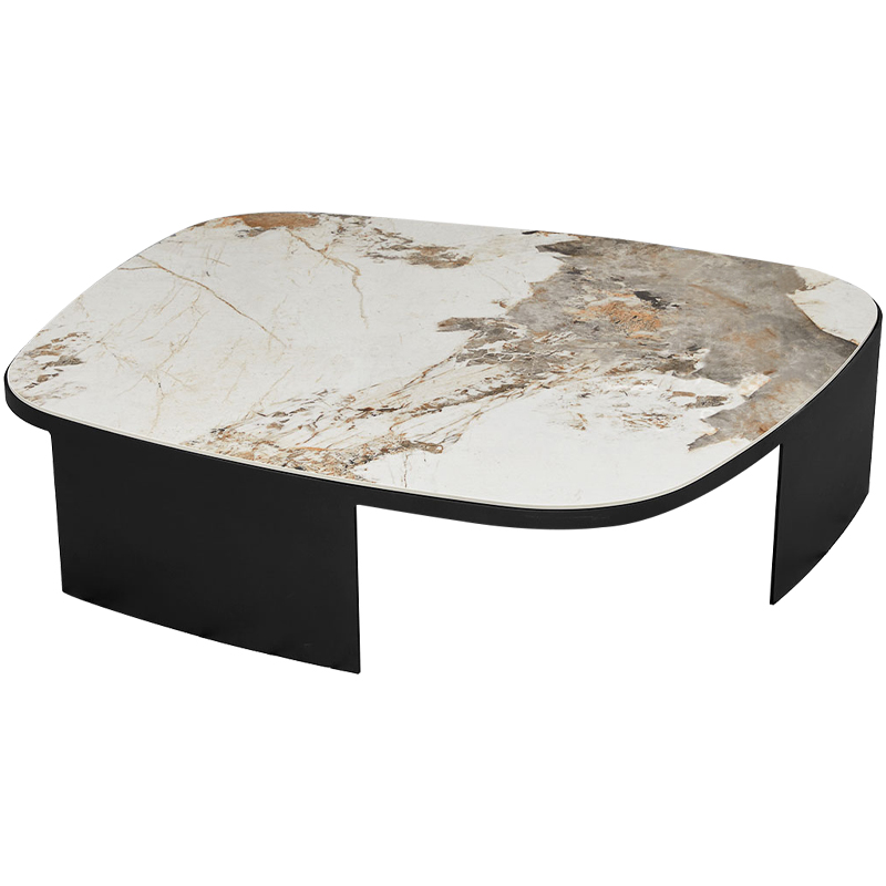 Кофейный стол с каменной столешницей Keir Coffee Table Черный Бежевый Бежево-серый Кофейный стол с каменной столешницей Keir Coffee Table Черный Бежевый Бежево-серый во Владивостоке | Loft Concept