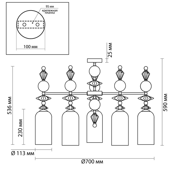 Люстра Iris Glass Chandelier candy 5 chrome во Владивостоке