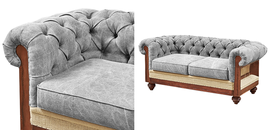 Диван Deconstructed Chesterfield Sofa double Gray Диван Deconstructed Chesterfield Sofa double Gray - Loft-Concept во Владивостоке