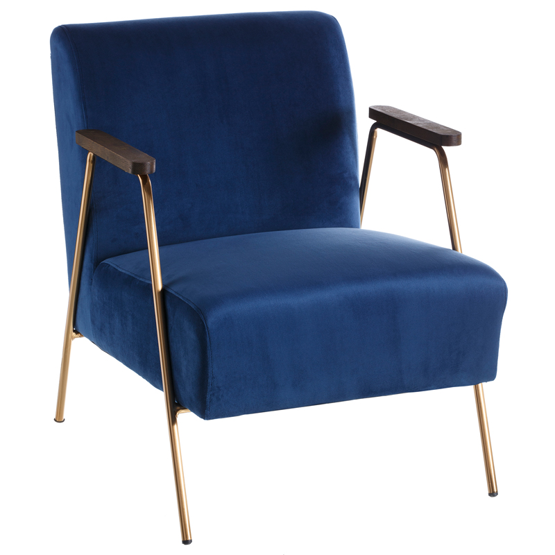 Кресло Domitila Armchair blue Синий Золотой Коричневый Кресло Domitila Armchair blue Синий Золотой Коричневый во Владивостоке | Loft Concept