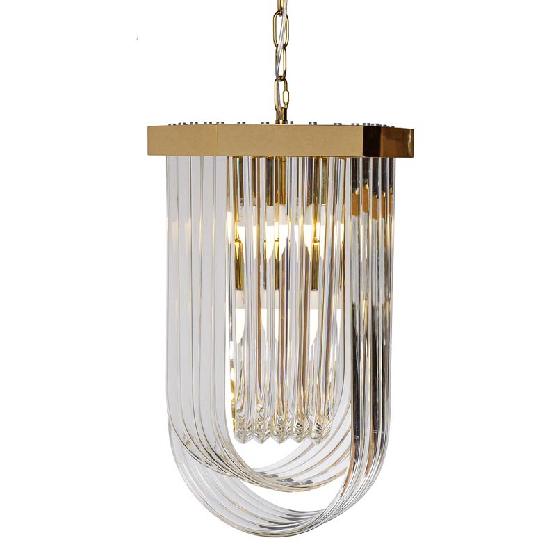 Люстра Retro FROZEN GLASS gold 4 lamp Глянцевое золото Люстра Retro FROZEN GLASS gold 4 lamp Глянцевое золото во Владивостоке | Loft Concept