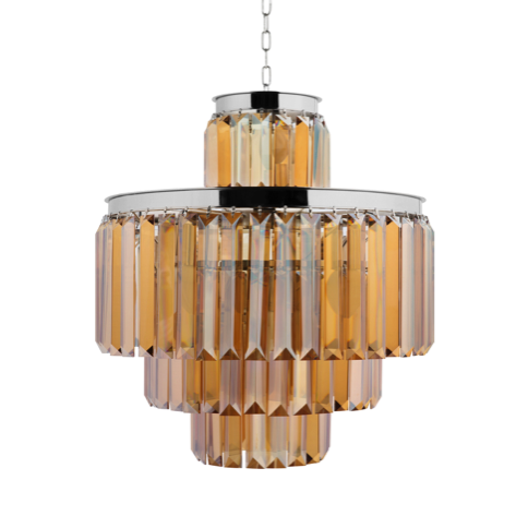 Люстра RH 1920s Odeon Smoke Chandelier 50/4 Янтарь (Amber) Хром во Владивостоке | Loft Concept 