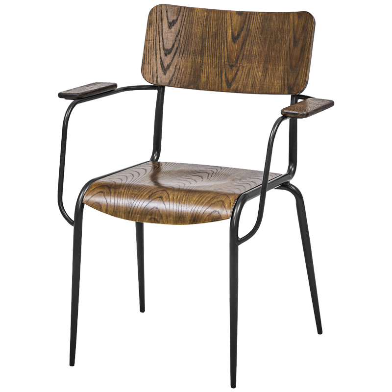 Стул с подлокотниками Joshua Loft Stool with armrests Коричневый Черный Стул с подлокотниками Joshua Loft Stool with armrests Коричневый Черный во Владивостоке | Loft Concept