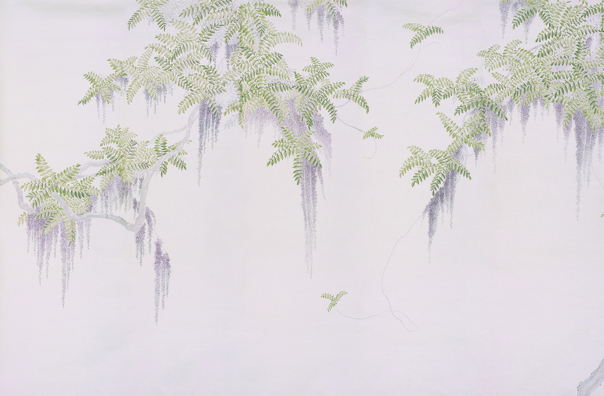 Обои в японском стиле Wisteria Lavender on Lilac Mica metallic Xuan paper Обои в японском стиле Wisteria Lavender on Lilac Mica metallic Xuan paper - постер Loft-Concept во Владивостоке