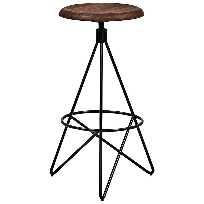 Барный стул Star Loft Stool Черный Коричневый Барный стул Star Loft Stool Черный Коричневый во Владивостоке | Loft Concept