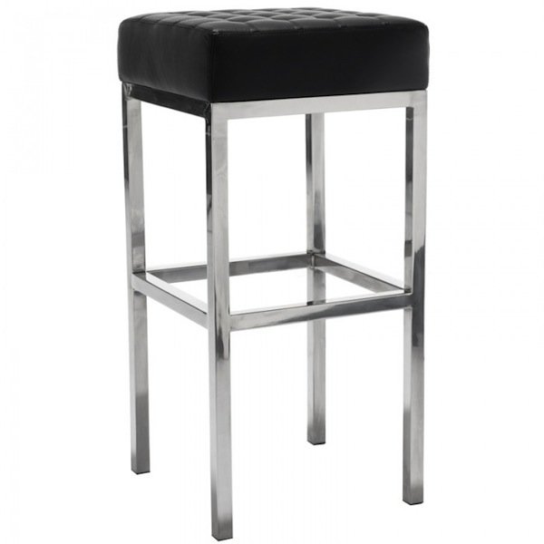 Барный стул Florence Knoll Bar Stool Черный Серебряный Барный стул Florence Knoll Bar Stool Черный Серебряный во Владивостоке | Loft Concept
