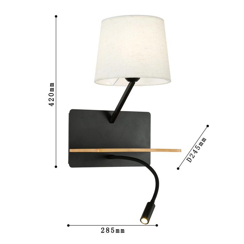 Бра с абажуром и гибким спотом Trumpet Wall Black USB Бра с абажуром и гибким спотом Trumpet Wall Black USB во Владивостоке