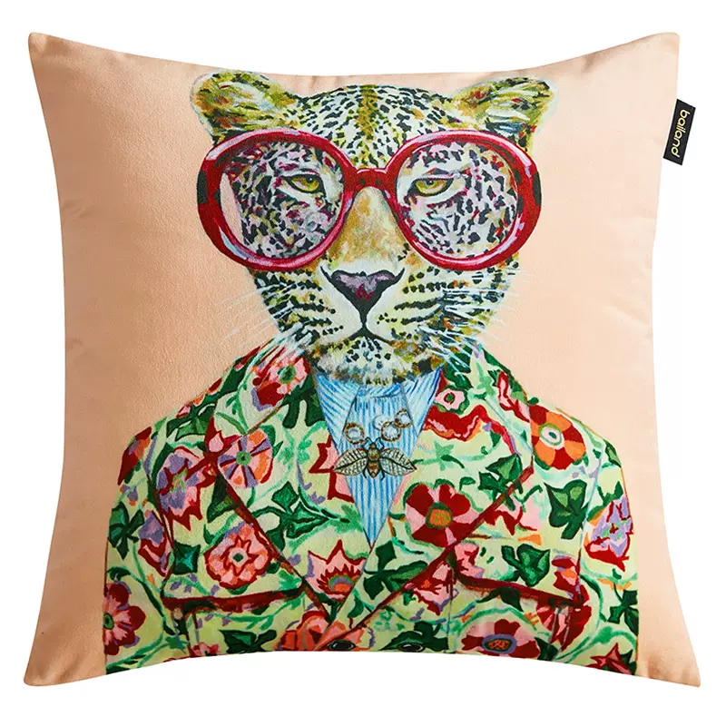 Декоративная подушка Стиль Gucci Fashion Animals Cushion Peach Мульти Декоративная подушка Стиль Gucci Fashion Animals Cushion Peach Мульти во Владивостоке | Loft Concept