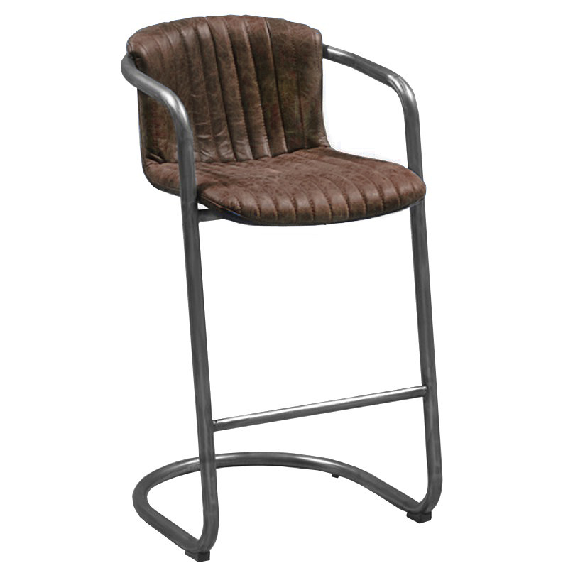 Барный стул Desmond bar stool LEATHER Brown Коричневый винтаж Графитовый Барный стул Desmond bar stool LEATHER Brown Коричневый винтаж Графитовый во Владивостоке | Loft Concept