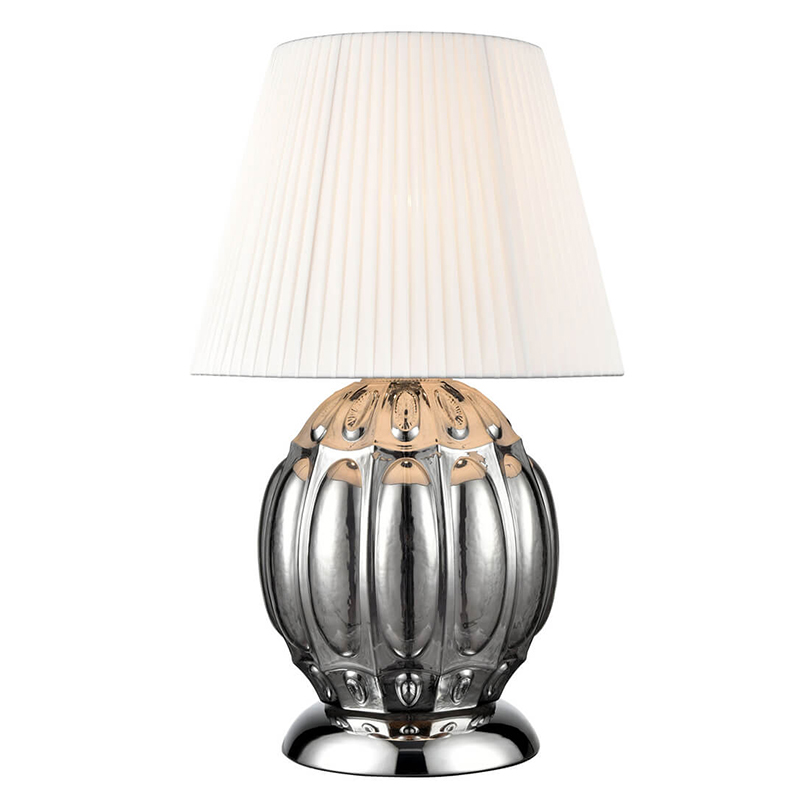 Настольная лампа ХРОМ Hailey Chrome Table Lamp Прозрачное Стекло Белый Темный хром Настольная лампа ХРОМ Hailey Chrome Table Lamp Прозрачное Стекло Белый Темный хром во Владивостоке | Loft Concept