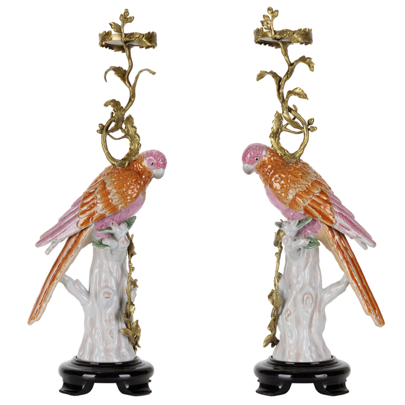 Подсвечник Pink Red Parrot L or R Бронза Белый Розовый Красный Подсвечник Pink Red Parrot L or R Бронза Белый Розовый Красный во Владивостоке | Loft Concept