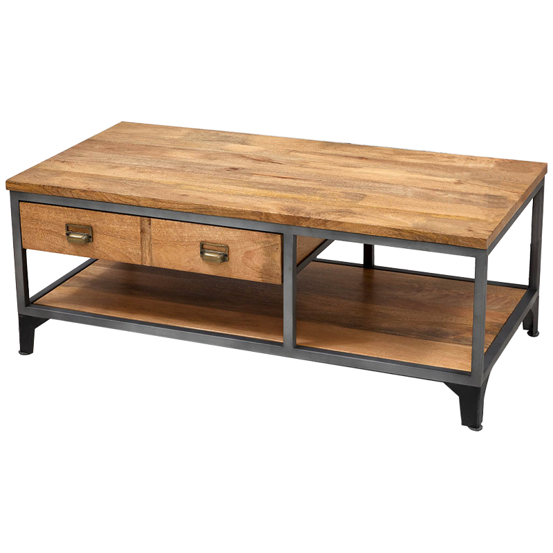 Кофейный стол в стиле лофт Russell Coffee Table Древесина Графит Латунь Кофейный стол в стиле лофт Russell Coffee Table Древесина Графит Латунь во Владивостоке | Loft Concept