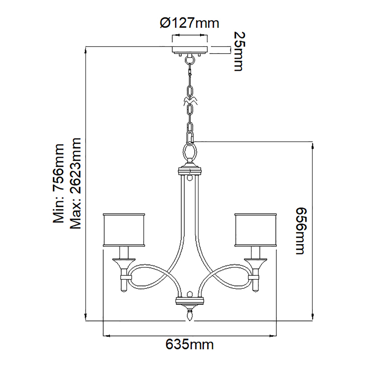 Люстра с белыми тканевыми абажурами в прозрачных стеклянных цилиндрах Kichler во Владивостоке