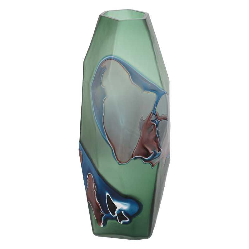 Ваза Polygonal Vase green Зеленый Синий Коричневый Ваза Polygonal Vase green Зеленый Синий Коричневый во Владивостоке | Loft Concept