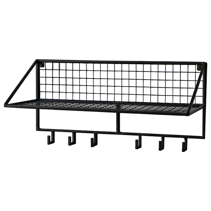 Вешалка с полкой Rhian Industrial Metal Rust Shelf Black S Черный во Владивостоке | Loft Concept 