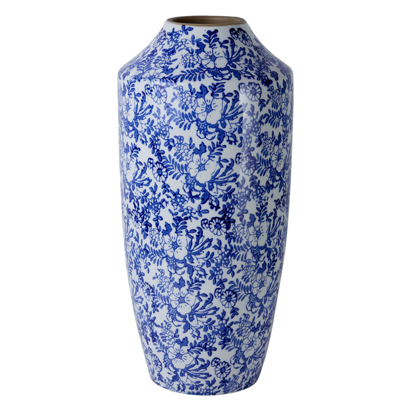 Ваза с синим цветочным узором Blue & White Ornament Белый Синий Ваза с синим цветочным узором Blue & White Ornament Белый Синий во Владивостоке | Loft Concept