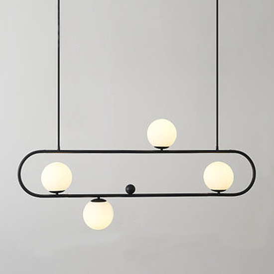 Люстра Horizontal Balls Balance Black 4 Черный Белый Люстра Horizontal Balls Balance Black 4 Черный Белый во Владивостоке | Loft Concept