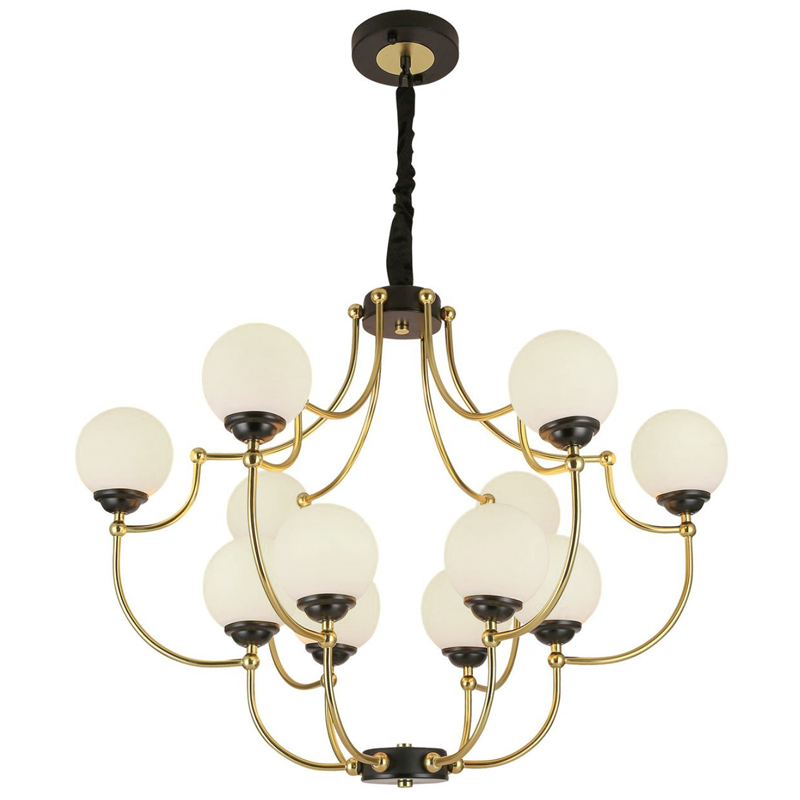Люстра White Ball Valley Arredoluce Chandelier 12 Прозрачный белый Латунь Черный Люстра White Ball Valley Arredoluce Chandelier 12 Прозрачный белый Латунь Черный во Владивостоке | Loft Concept