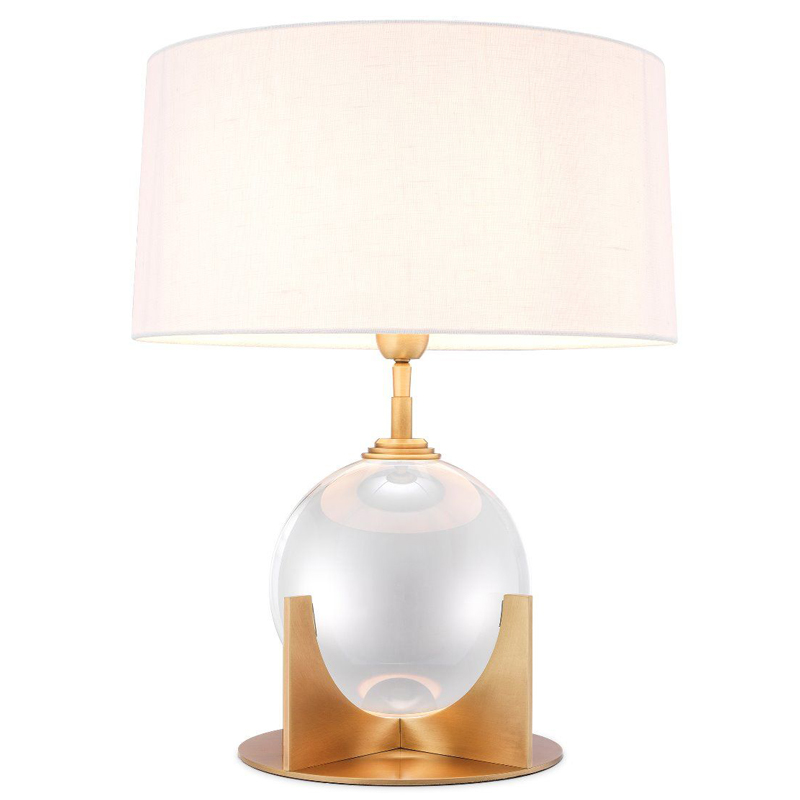 Настольная лампа Eichholtz Table Lamp Fontelina Латунь Античная полированная Прозрачный Белый Настольная лампа Eichholtz Table Lamp Fontelina Латунь Античная полированная Прозрачный Белый во Владивостоке | Loft Concept