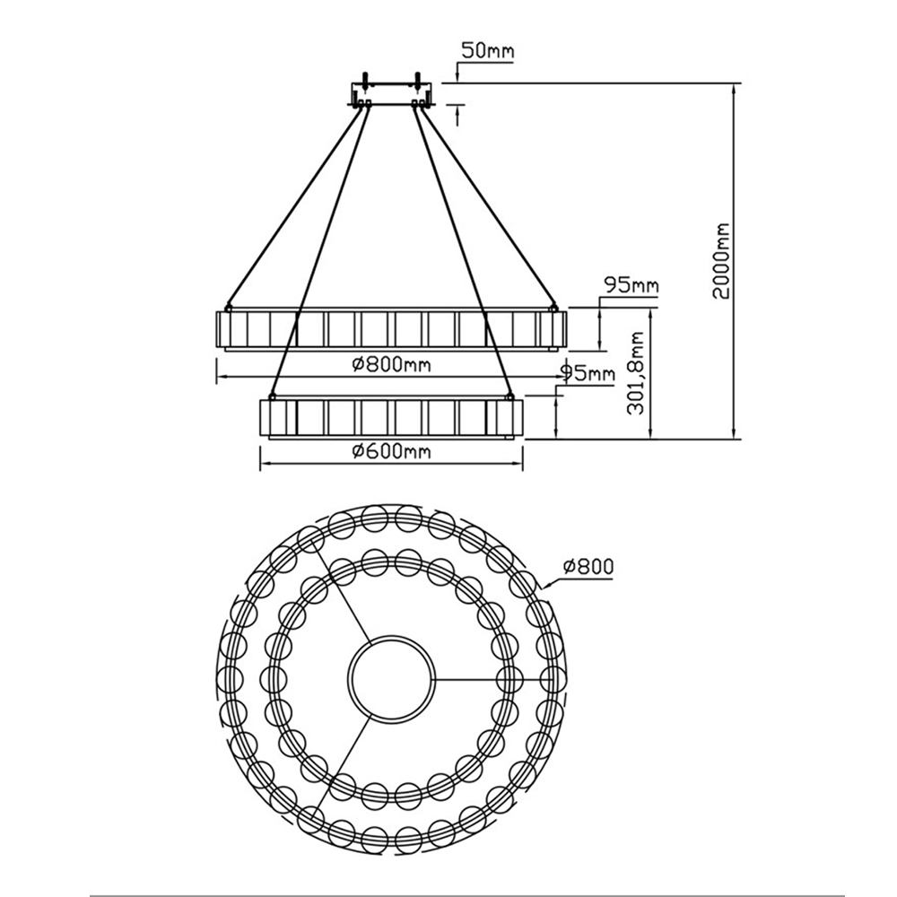 Люстра с 2-мя кольцами из натурального камня с регулируемыми плафонами Durability of Stone во Владивостоке